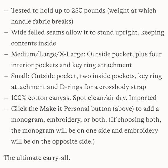 Land's End Large Zippered Canvas Tote pockets Pink Trim initials Pai Long Handle - Picture 9 of 10